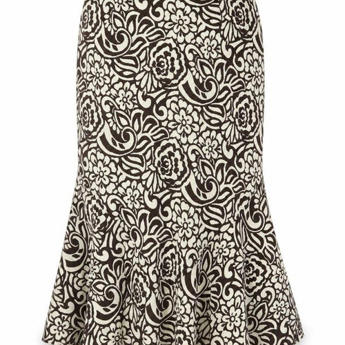 Eastex Women's Brown Floral Lined Zip Skirt - Size 12