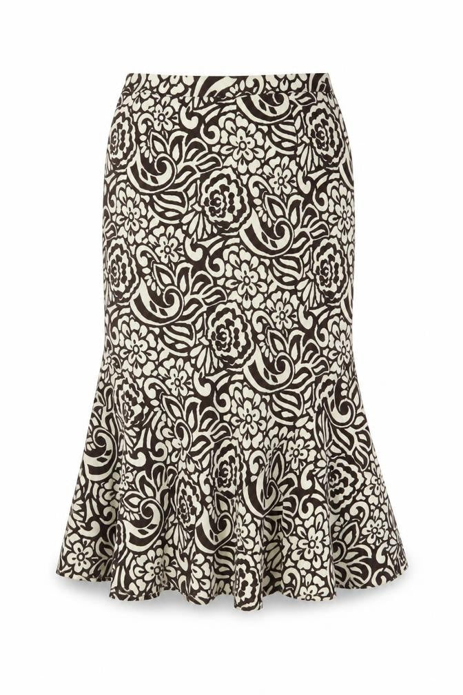 Eastex Women's Brown Floral Lined Zip Skirt - Size 12