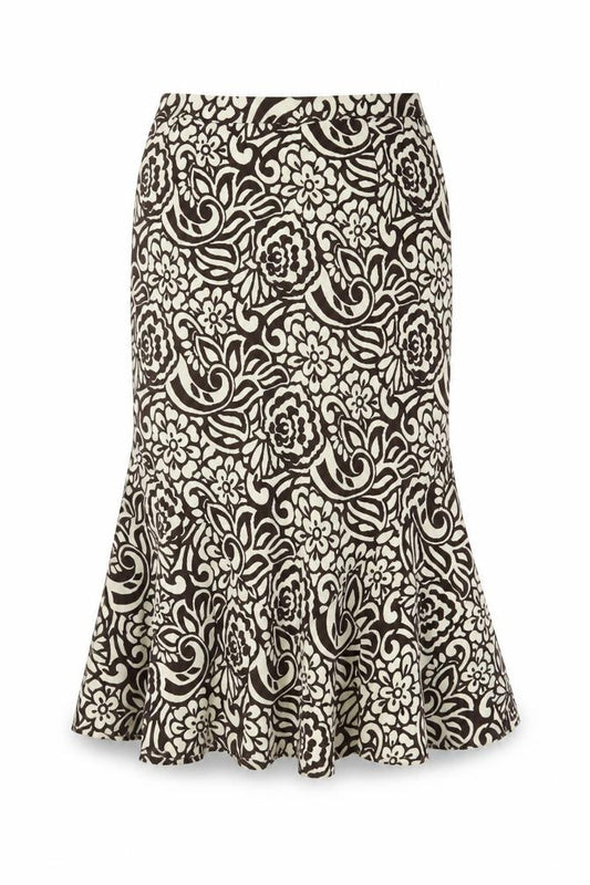 Front view of Eastex Women's Brown Floral Lined Zip Skirt -, size 12