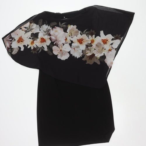 Wallis Petites Women's Black Floral Knee Length Dress