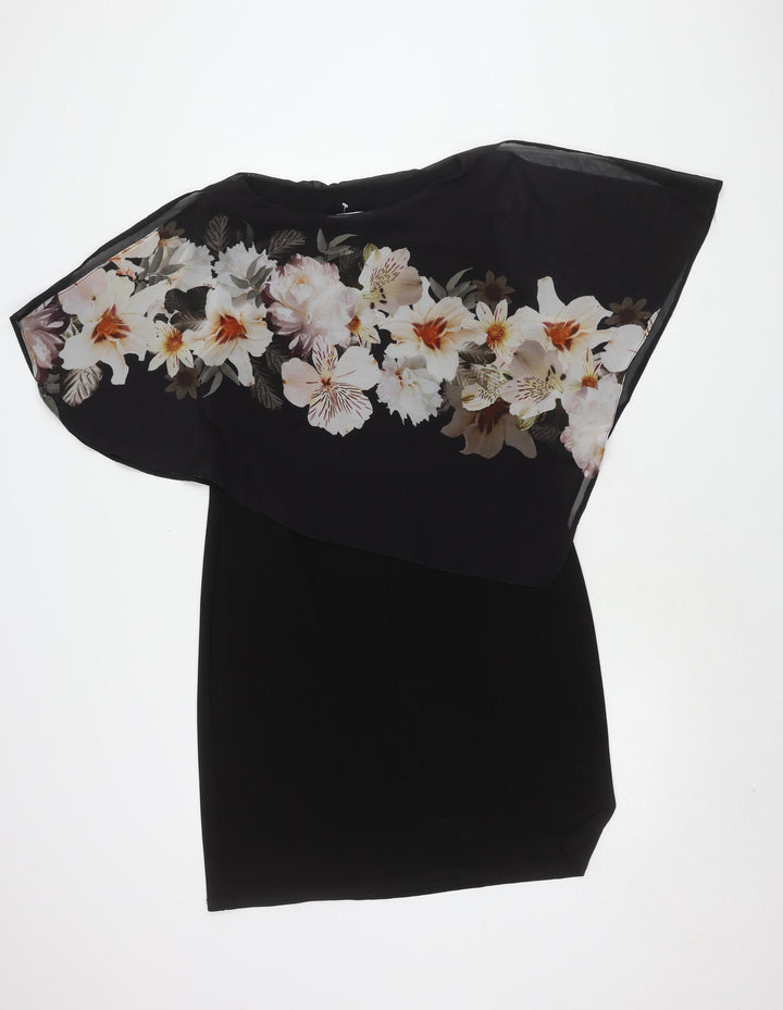 Wallis Petites Women's Black Floral Knee Length Dress