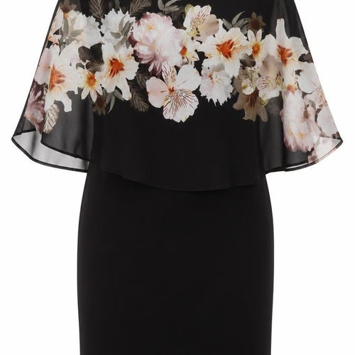 Wallis Petites Women's Black Floral Knee Length Dress