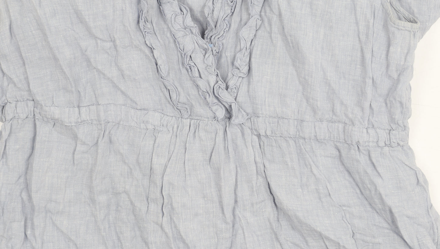 Phase Eight Women Blue Linen Tunic Size 16