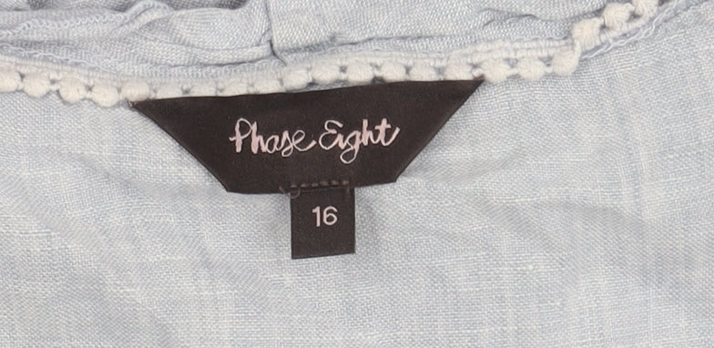 Phase Eight Women Blue Linen Tunic Size 16