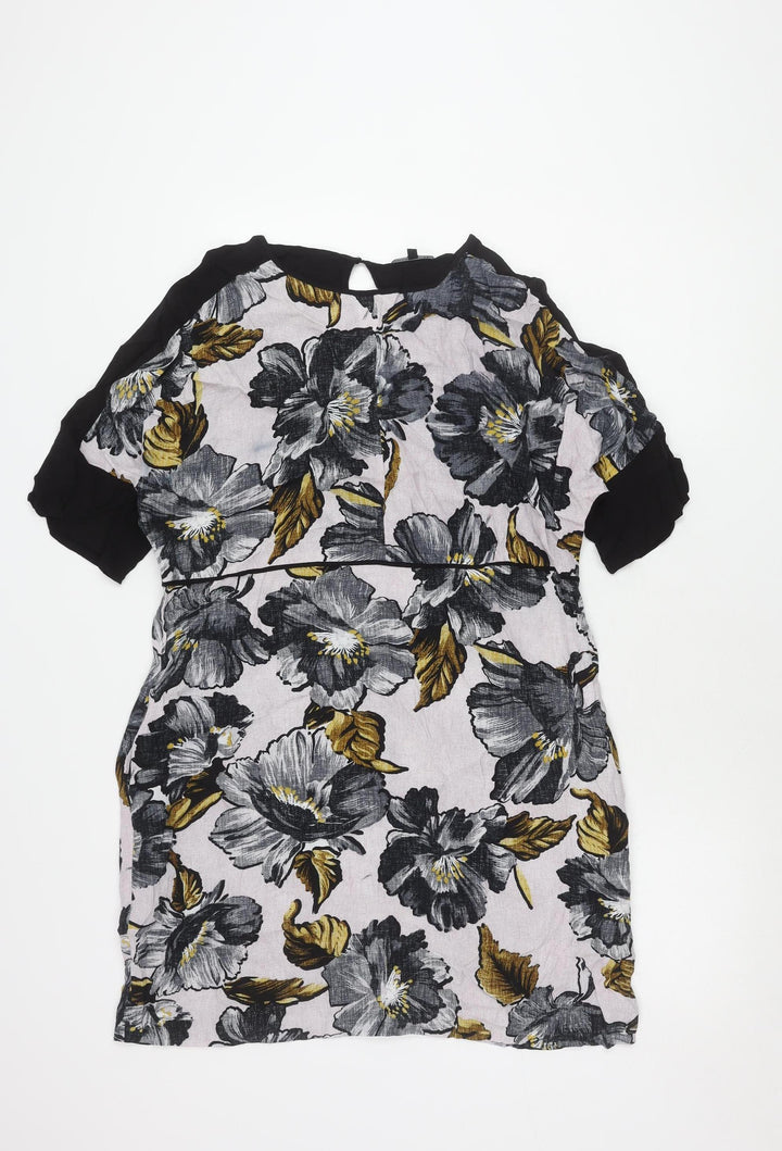 Warehouse Women’s Floral Print Dress, Size 14, Black/Multicoloured