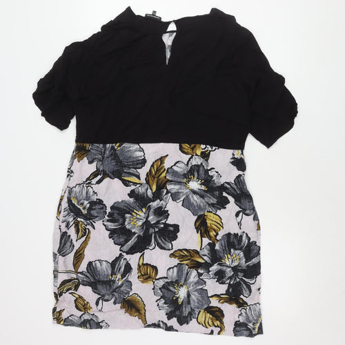 Warehouse Women’s Floral Print Dress, Size 14, Black/Multicoloured