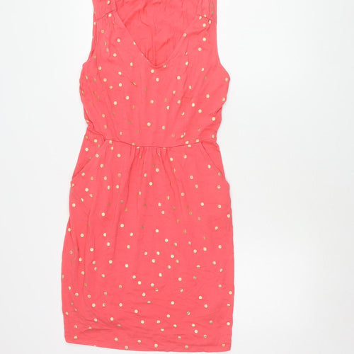 Boden Pink Polka Dot Sleeveless Knee-Length Dress