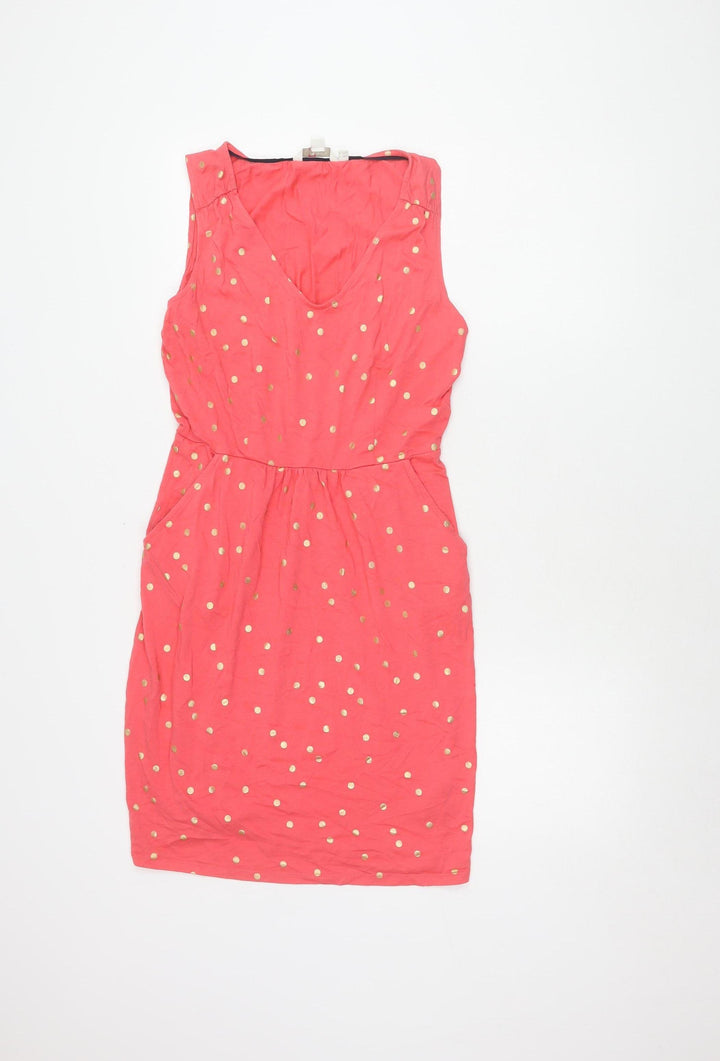 Boden Pink Polka Dot Sleeveless Knee-Length Dress
