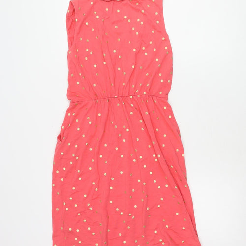 Boden Pink Polka Dot Sleeveless Knee-Length Dress