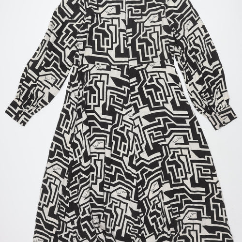 H&M Women's Black White Geometric Dress Size 16