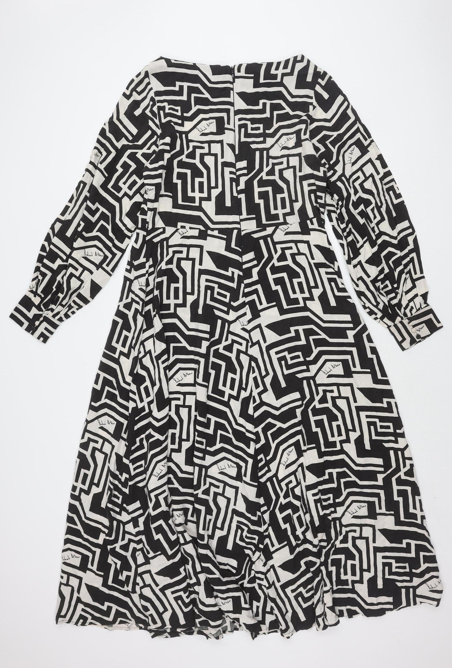 H&M Women's Black White Geometric Dress Size 16