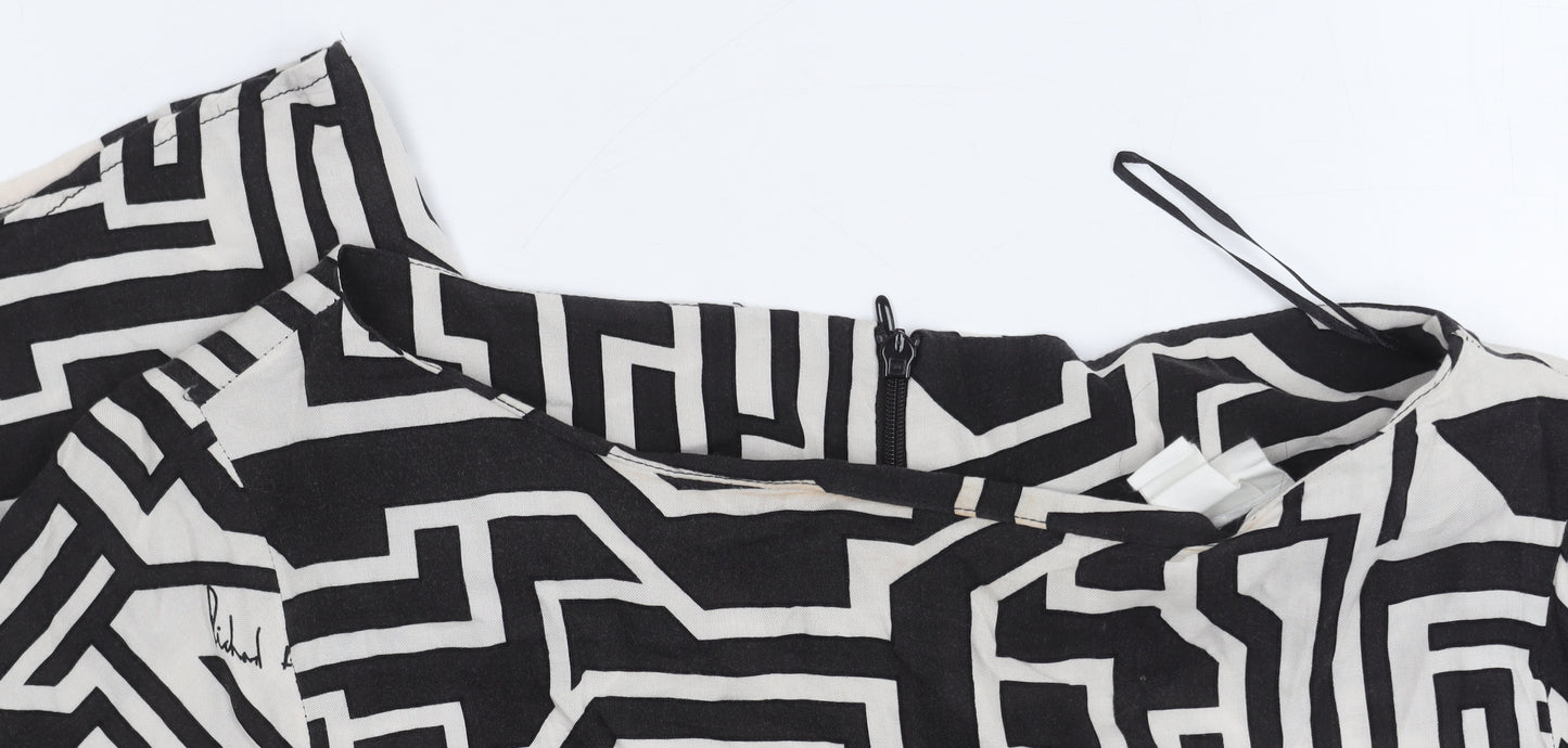 H&M Women's Black White Geometric Dress Size 16