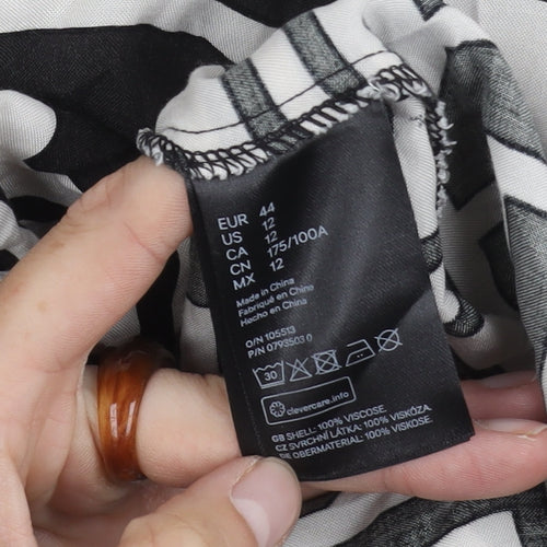 H&M Women's Black White Geometric Dress Size 16