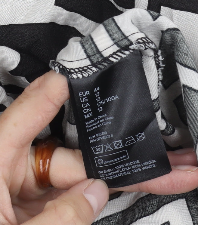 H&M Women's Black White Geometric Dress Size 16