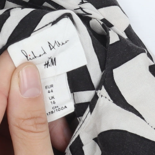 H&M Women's Black White Geometric Dress Size 16