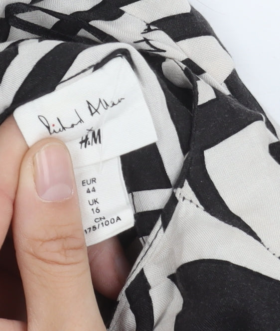 H&M Women's Black White Geometric Dress Size 16