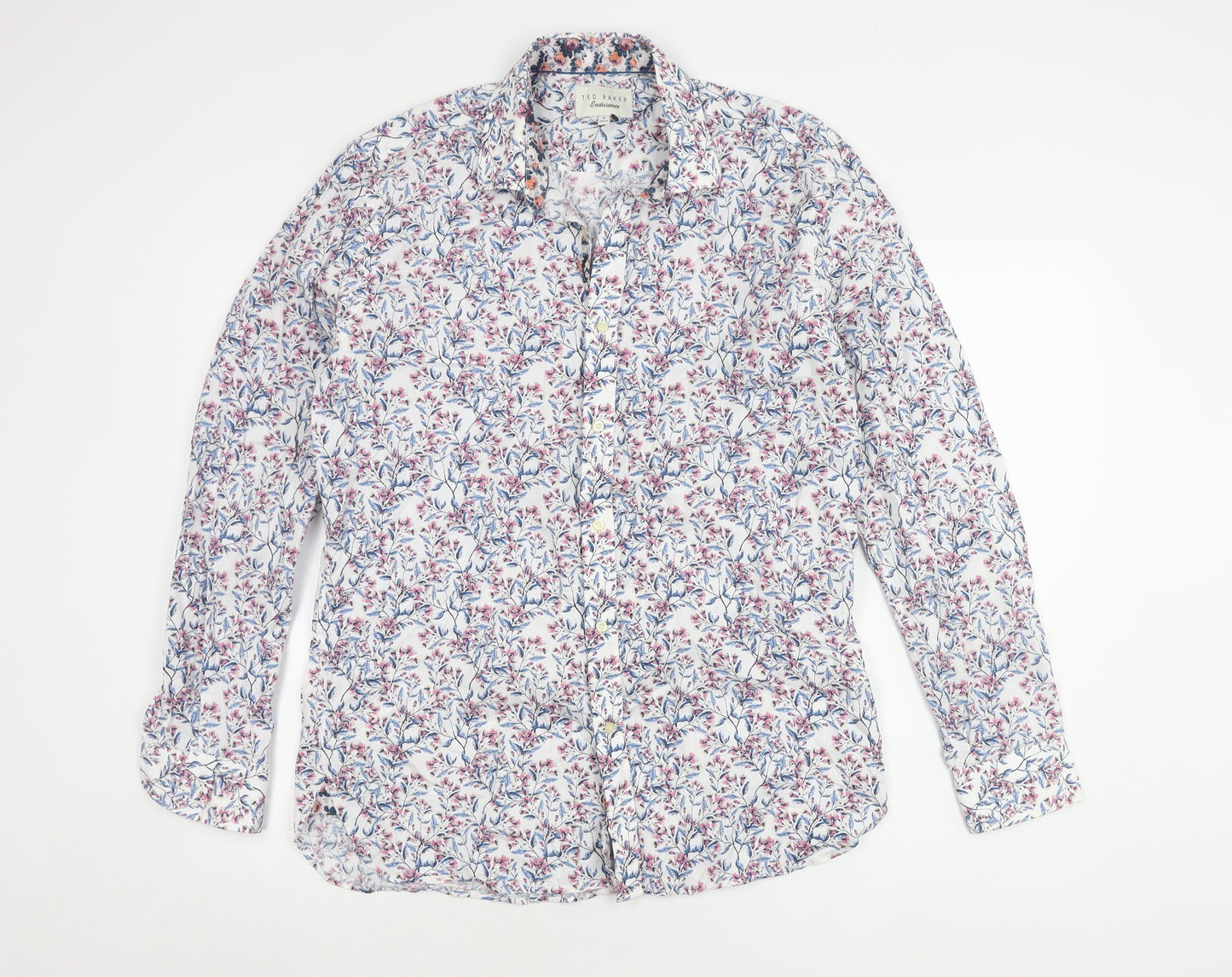Ted Baker Men's Multicoloured Floral Button-Up Shirt, Size 16