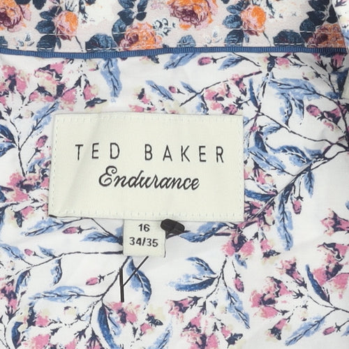 Ted Baker Men's Multicoloured Floral Button-Up Shirt, Size 16
