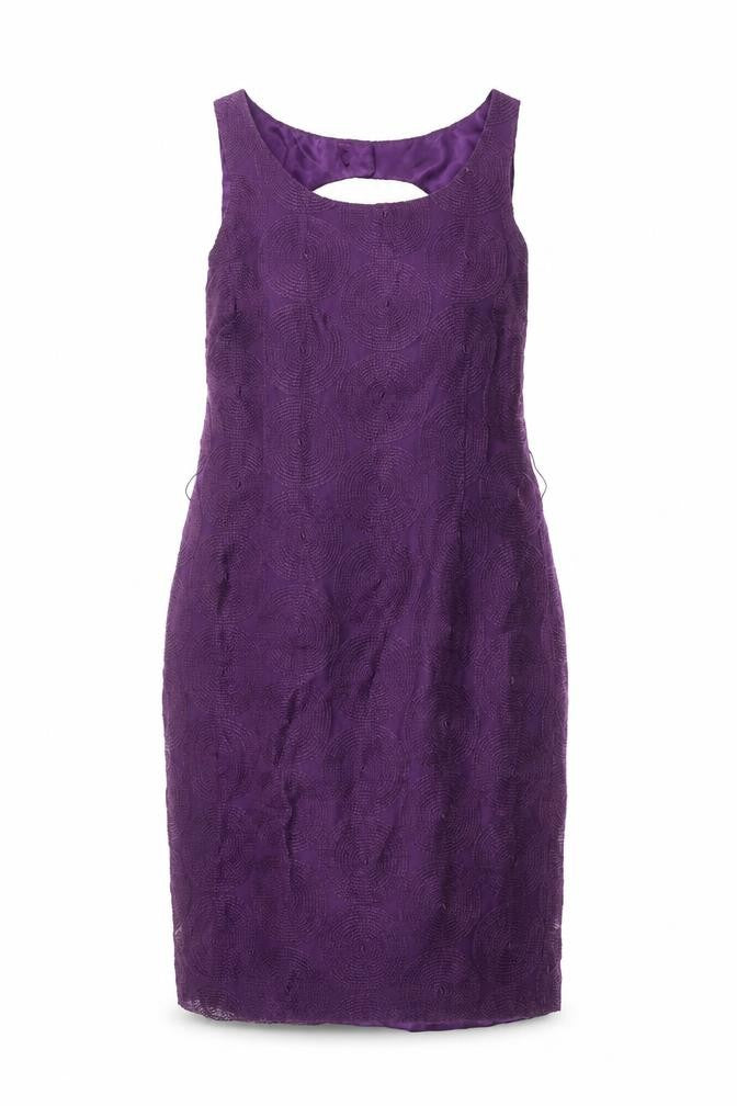 Front view of Kaliko Women's Purple Geometric Dress, size 10