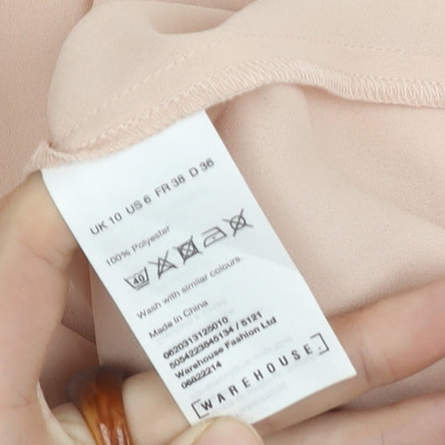 Warehouse Women's Beige Casual Single Sleeve Top Size 10