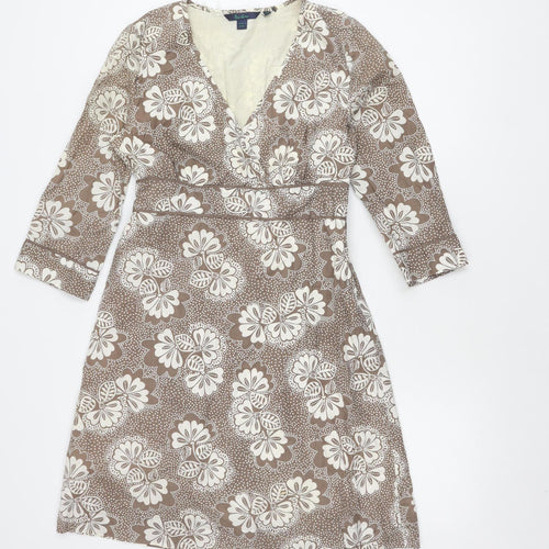 Boden Women's Brown Floral Long Sleeve Dress