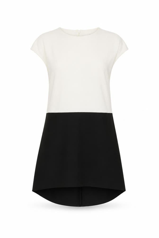 COS Women’s Colourblock Dress, L, Black & White, Elegant