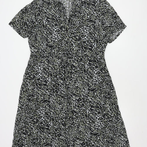 Cotton Traders Women's Black Floral Dress - Size 16