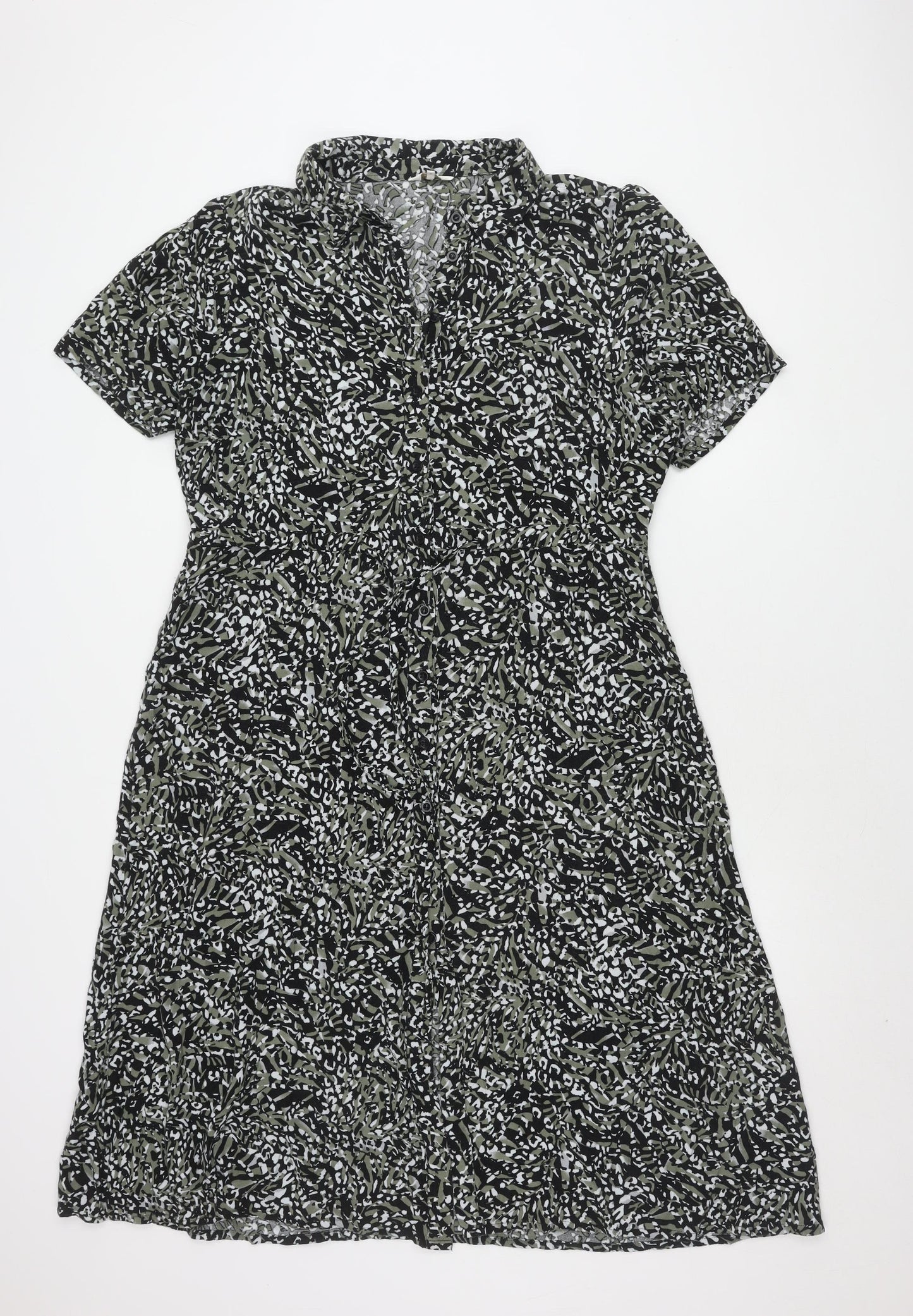 Cotton Traders Women's Black Floral Dress - Size 16