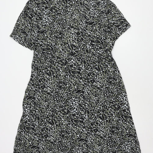 Cotton Traders Women's Black Floral Dress - Size 16