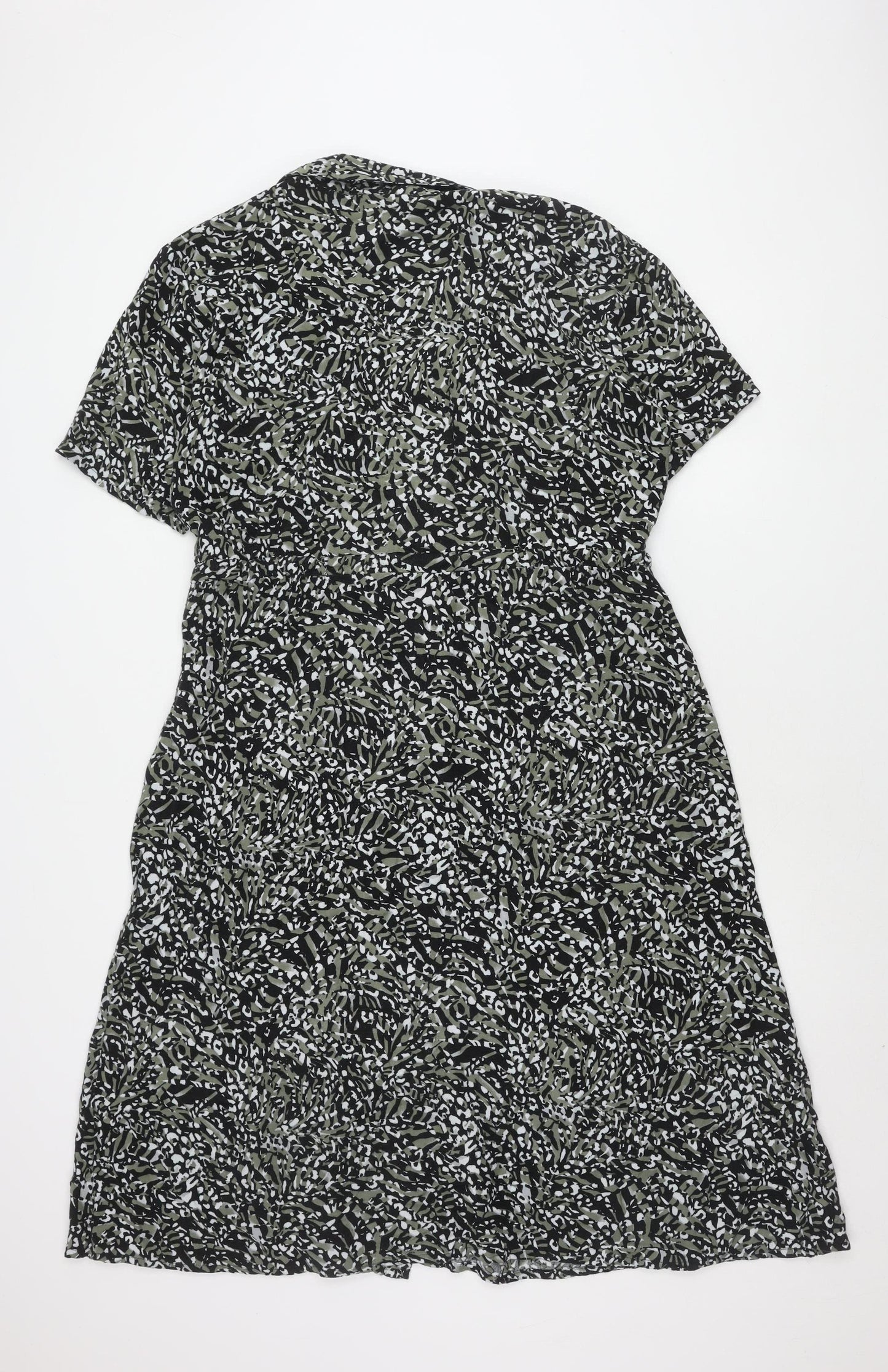 Cotton Traders Women's Black Floral Dress - Size 16