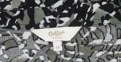 Cotton Traders Women's Black Floral Dress - Size 16