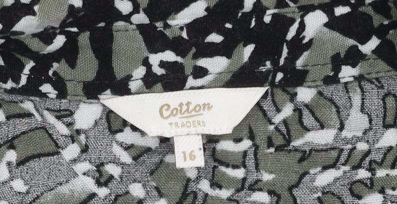 Cotton Traders Women's Black Floral Dress - Size 16