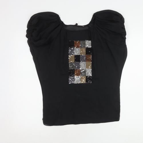 Ted Baker Women's Black Sequin Blouse, Size 10, Party-Ready