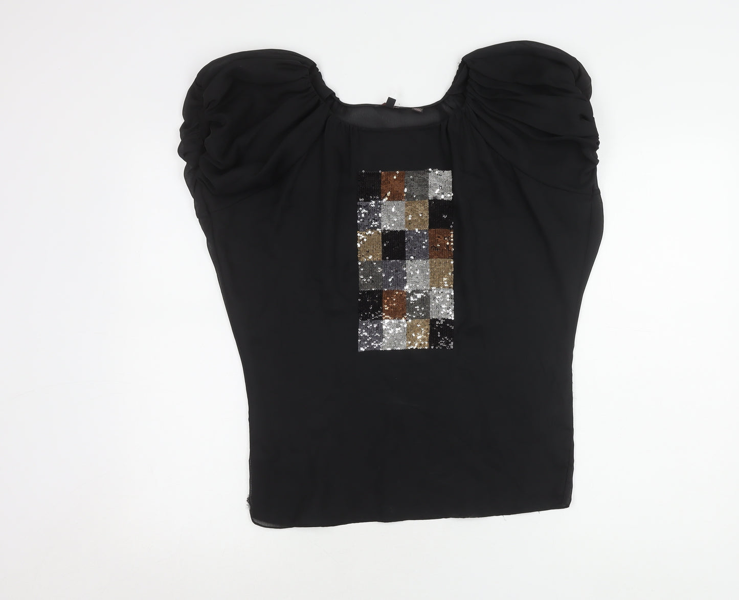 Ted Baker Women's Black Sequin Blouse, Size 10, Party-Ready