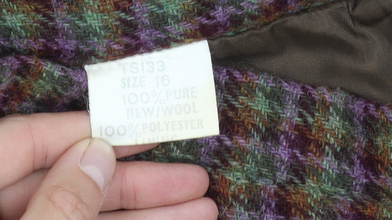 Heather Valley Women's Multi Check Wool Skirt Size 16