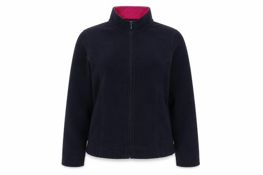 Front view of EWM Women's Blue Fleece Jacket M 14-16 Casual Full Zip