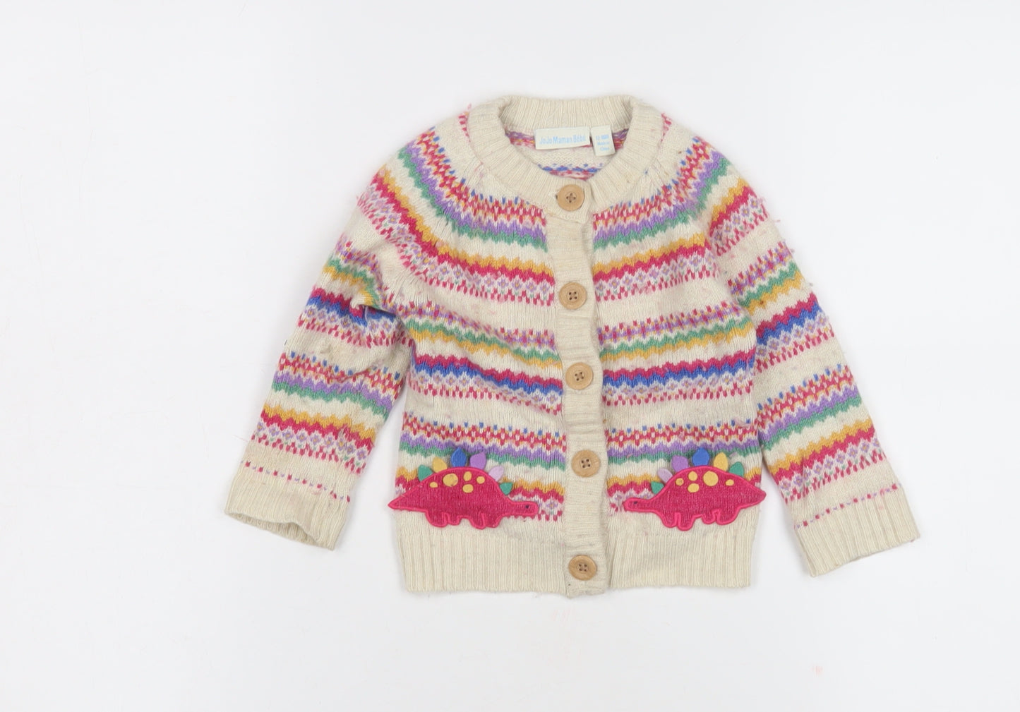 JoJo Maman Bébé Dinosaur Cardigan, Unisex 12-18M, Multicoloured