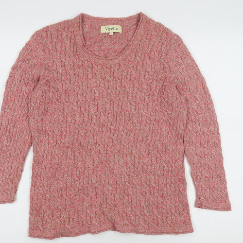 Viyella Women's Pink Cable Knit Pullover Jumper - Size L