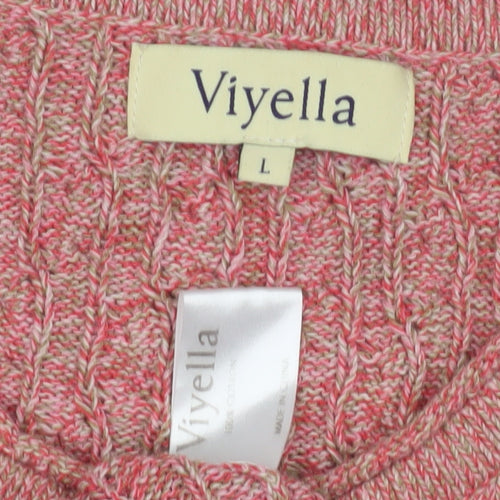 Viyella Women's Pink Cable Knit Pullover Jumper - Size L