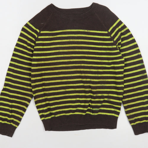 Mini Boden Boys Brown Striped Pullover Jumper, Size 2