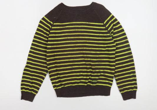 Mini Boden Boys Brown Striped Pullover Jumper, Size 2