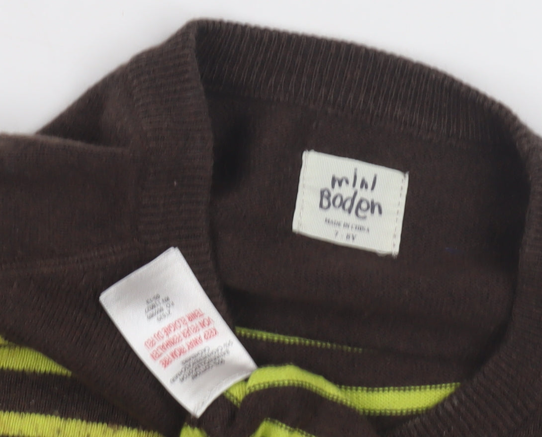 Mini Boden Boys Brown Striped Pullover Jumper, Size 2