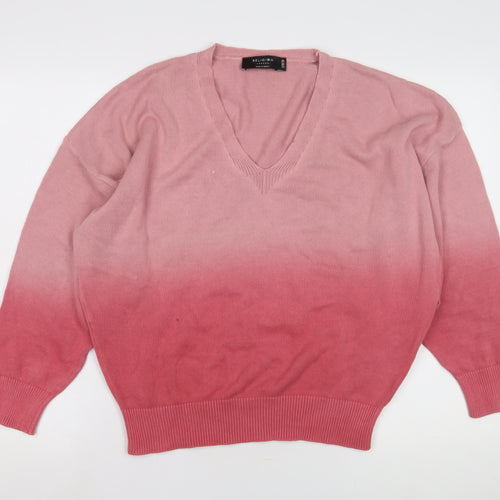 Religion Women's Pink V-Neck Pullover Jumper Size 8