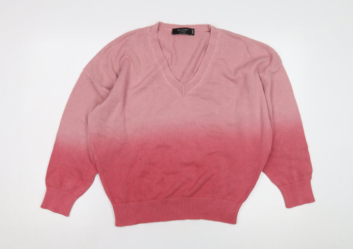 Religion Women's Pink V-Neck Pullover Jumper Size 8