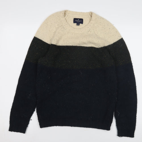 American Eagle Men Beige Pullover S Wool Jumper