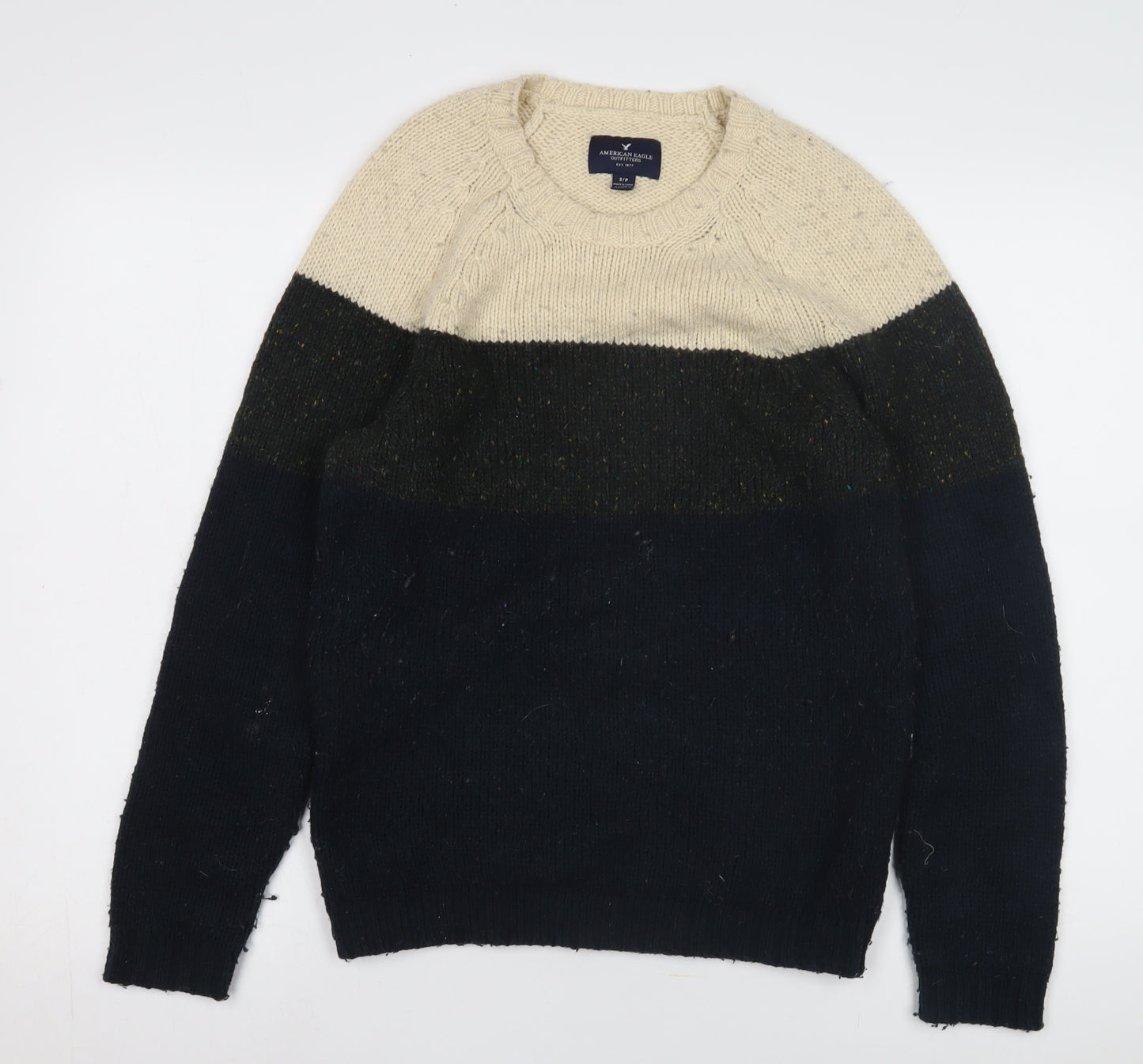 American Eagle Men Beige Pullover S Wool Jumper