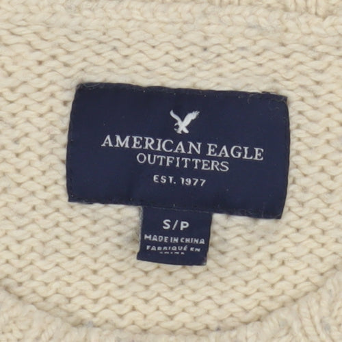 American Eagle Men Beige Pullover S Wool Jumper