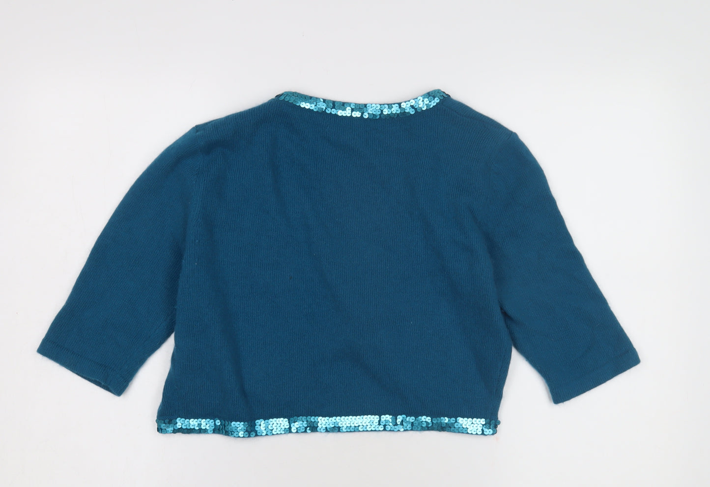 Kaliko Women's Blue Sequin Shrug, Size 16