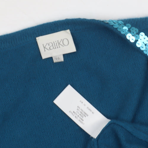Kaliko Women's Blue Sequin Shrug, Size 16