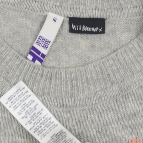 Will Broome Women's Grey Wool Blend Pullover Jumper Size 10